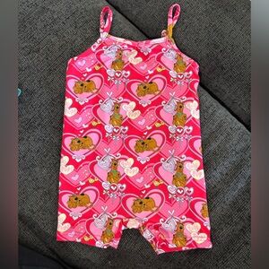 Scooby Doo Pink Heart Patterned Romper